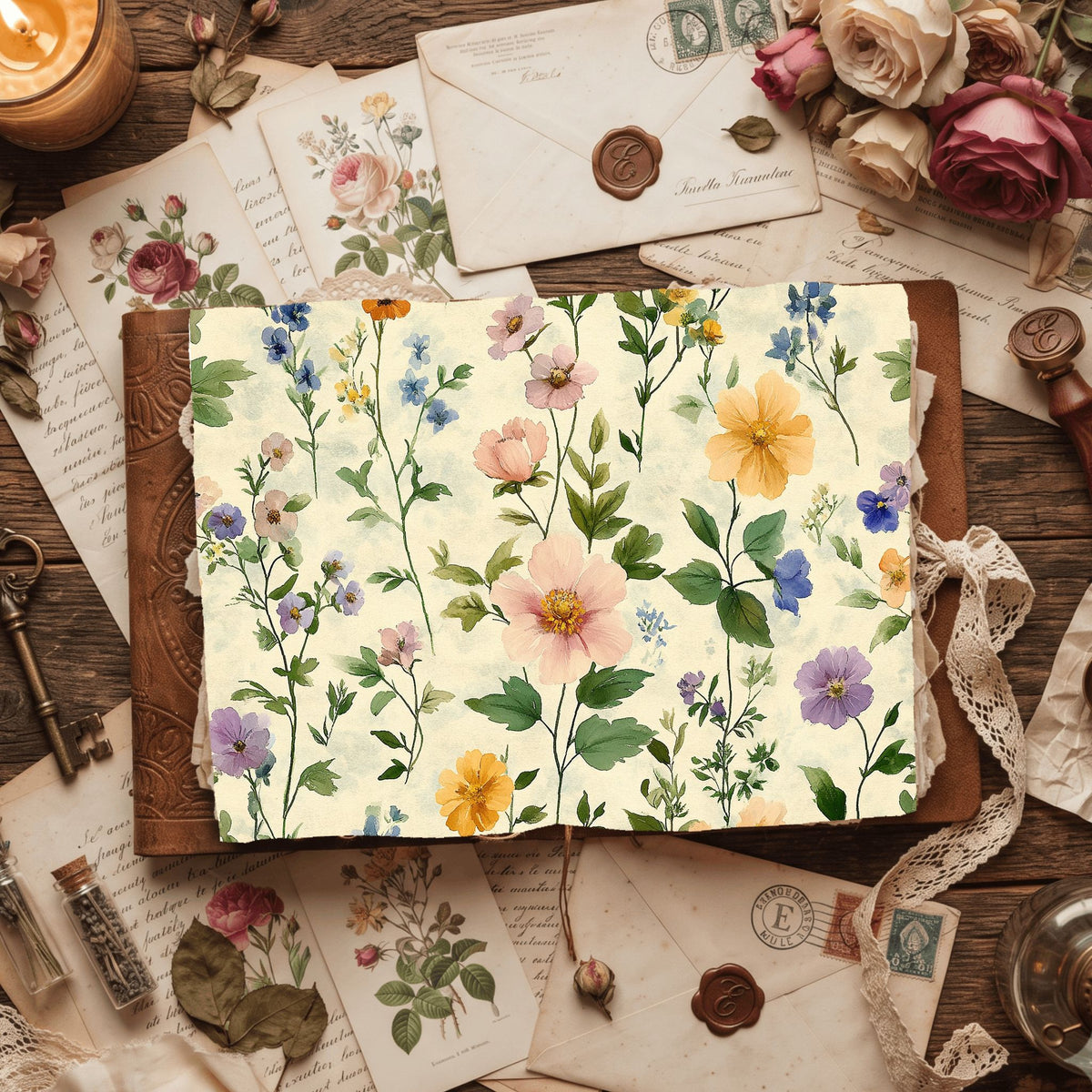 Pastel Botanical Bloom Paper