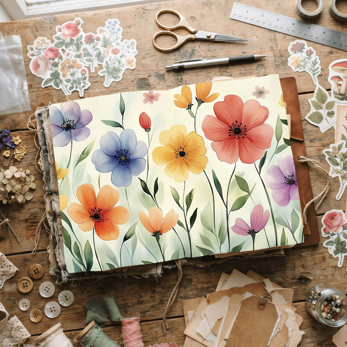 Pastel Botanical Floral Bloom Paper
