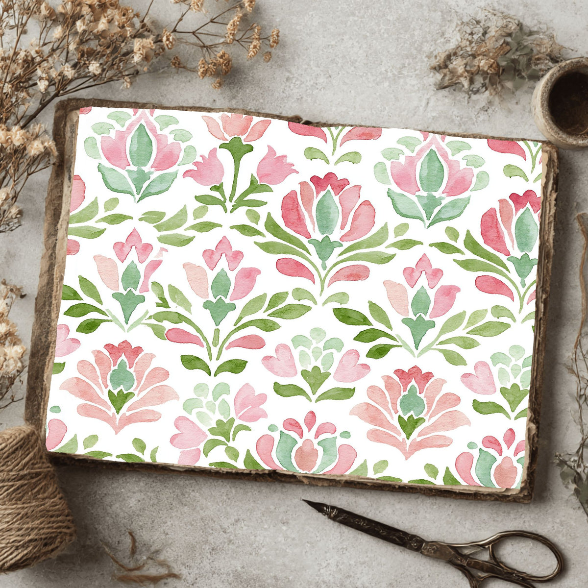 Pastel Pink & Green Watercolor Pattern