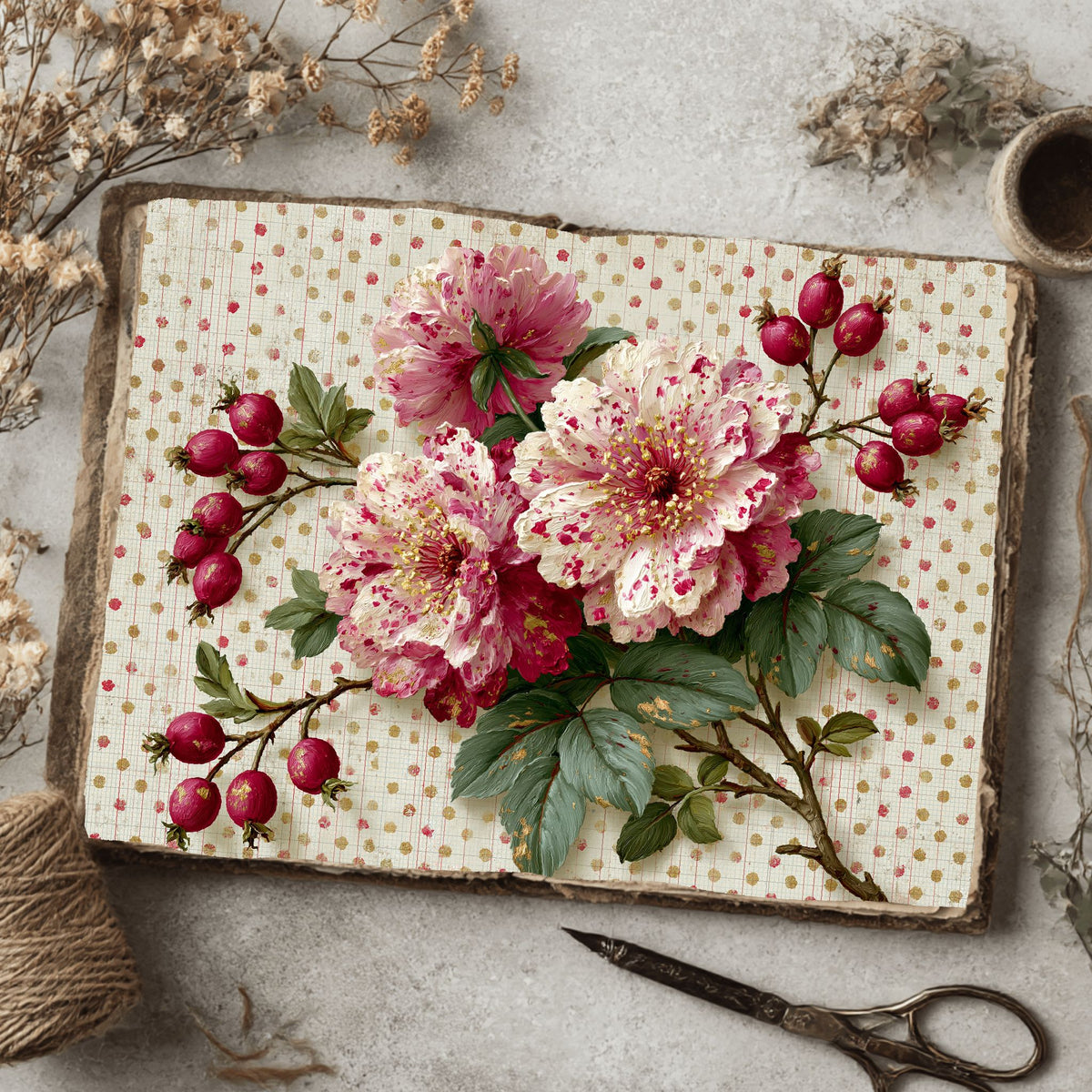 Pink & Gold Shabby Chic Journal Paper