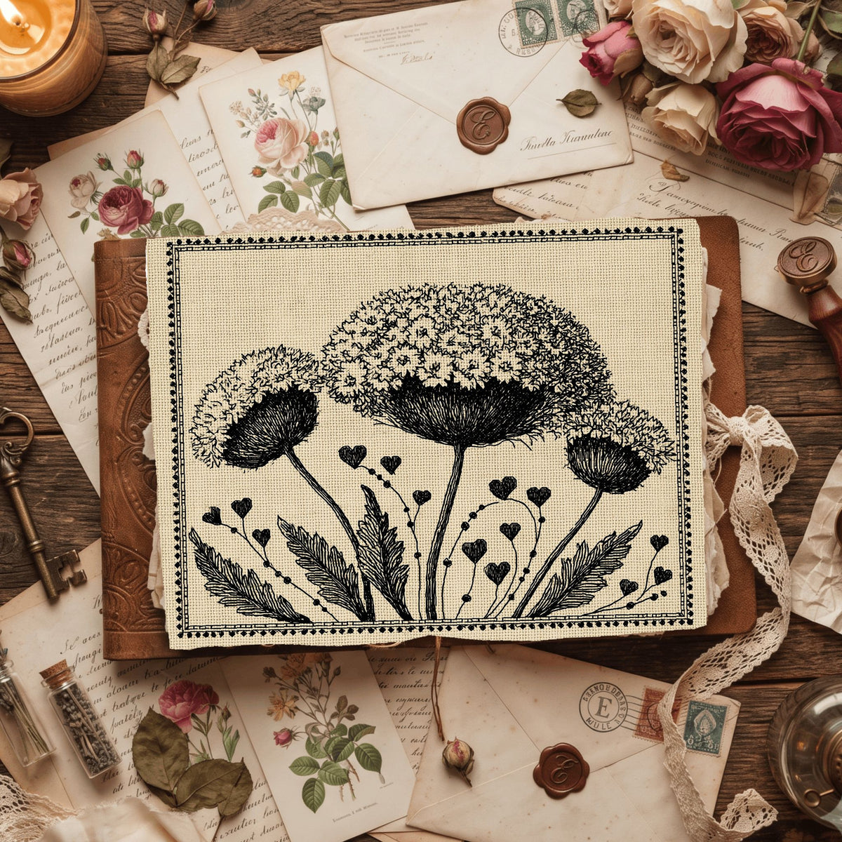 Primitive Cross Stitch Label Frame