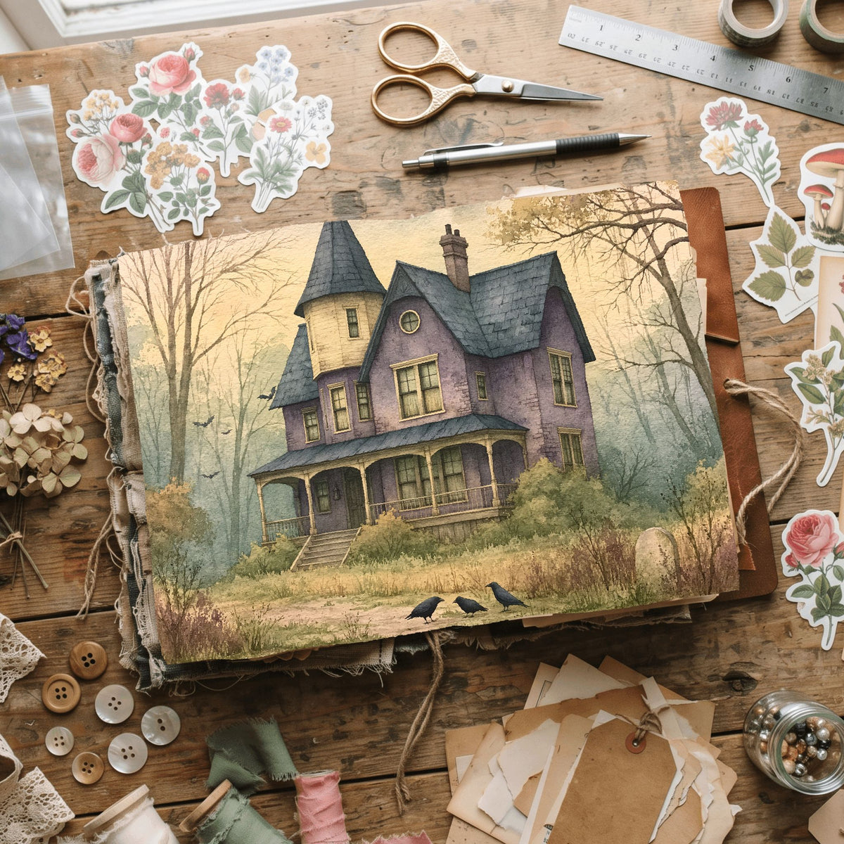 Purple Halloween Watercolor Art