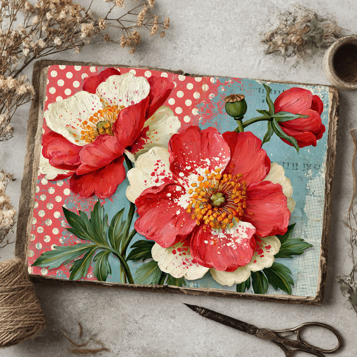 Red Shabby Chic Journal Paper