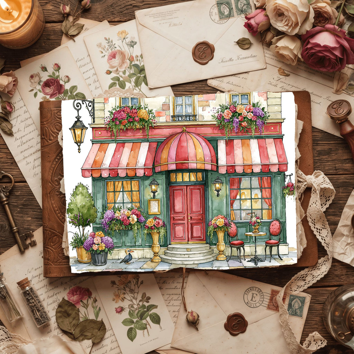 Romantic Parisian Cafe�� Watercolor