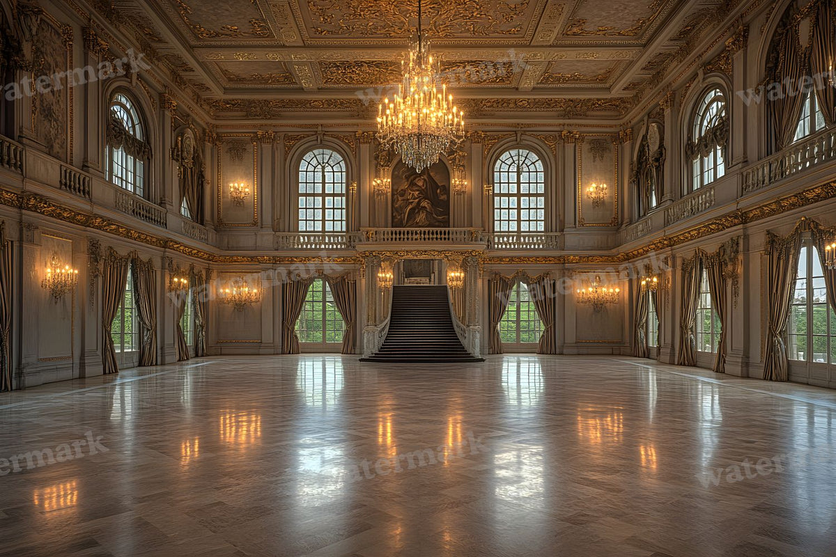 Royal Ornate Ballroom digital photo backdrop for photo editing, preview 2
