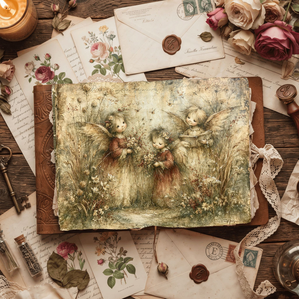 Rustic Angels & Wildflowers Journal Paper