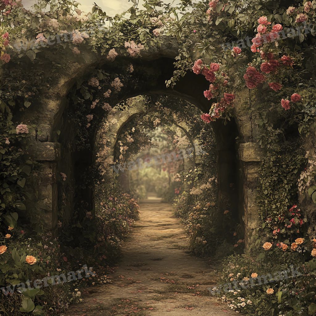 Secret Garden digital photo backdrop for photo editing, preview 2