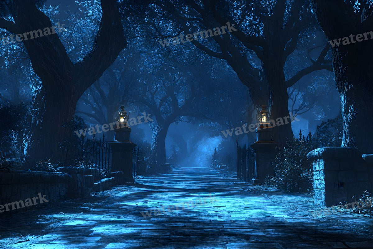 Spooky Forest digital photo backdrop for photo editing, preview 2