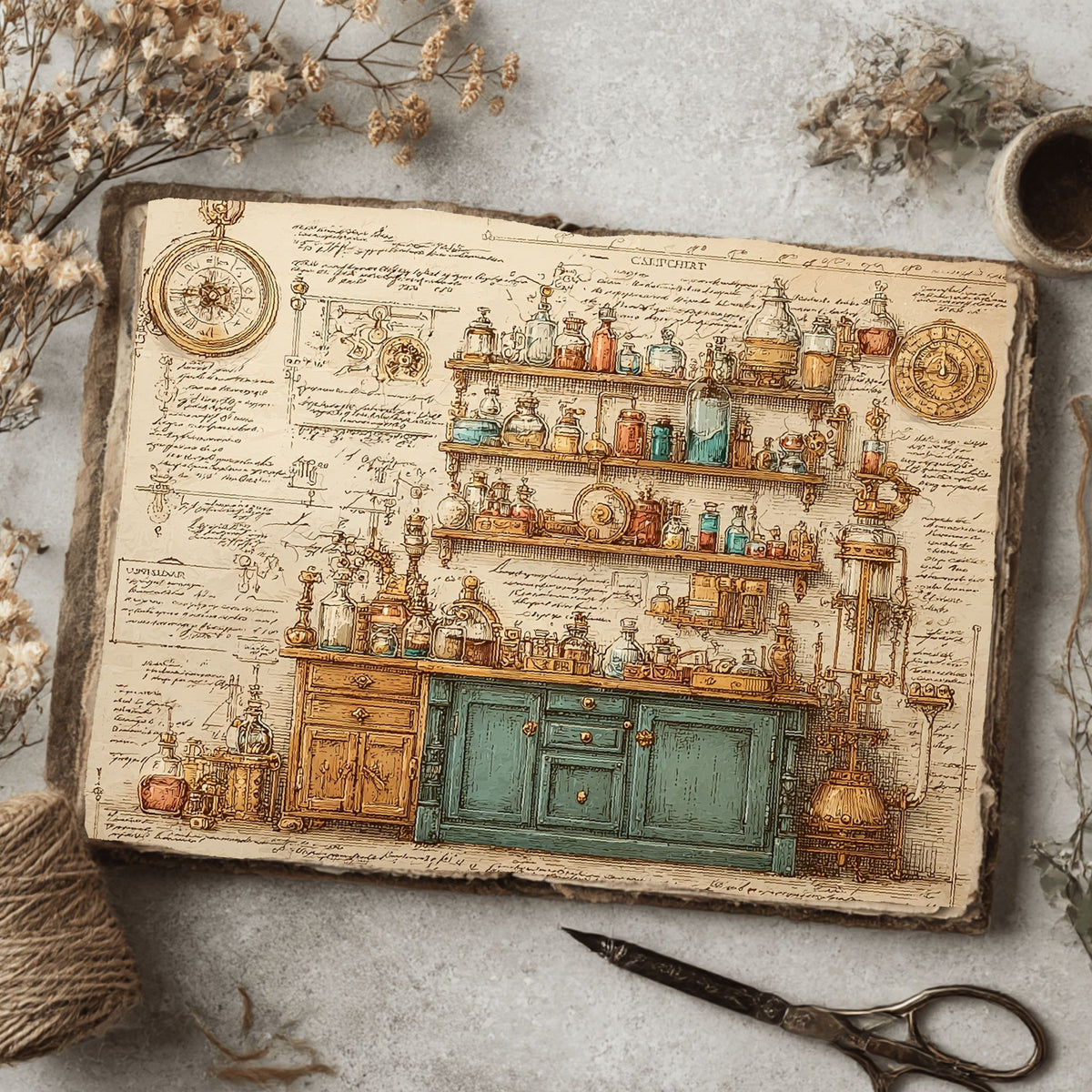 Steampunk Apothecary Journal Paper