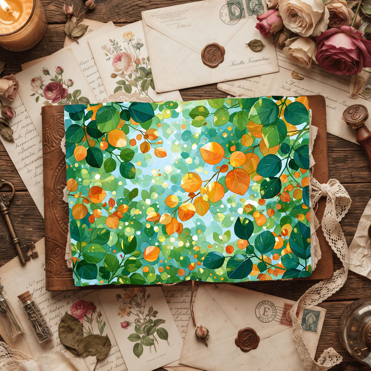 Sunlit Leaves Watercolor Texture
