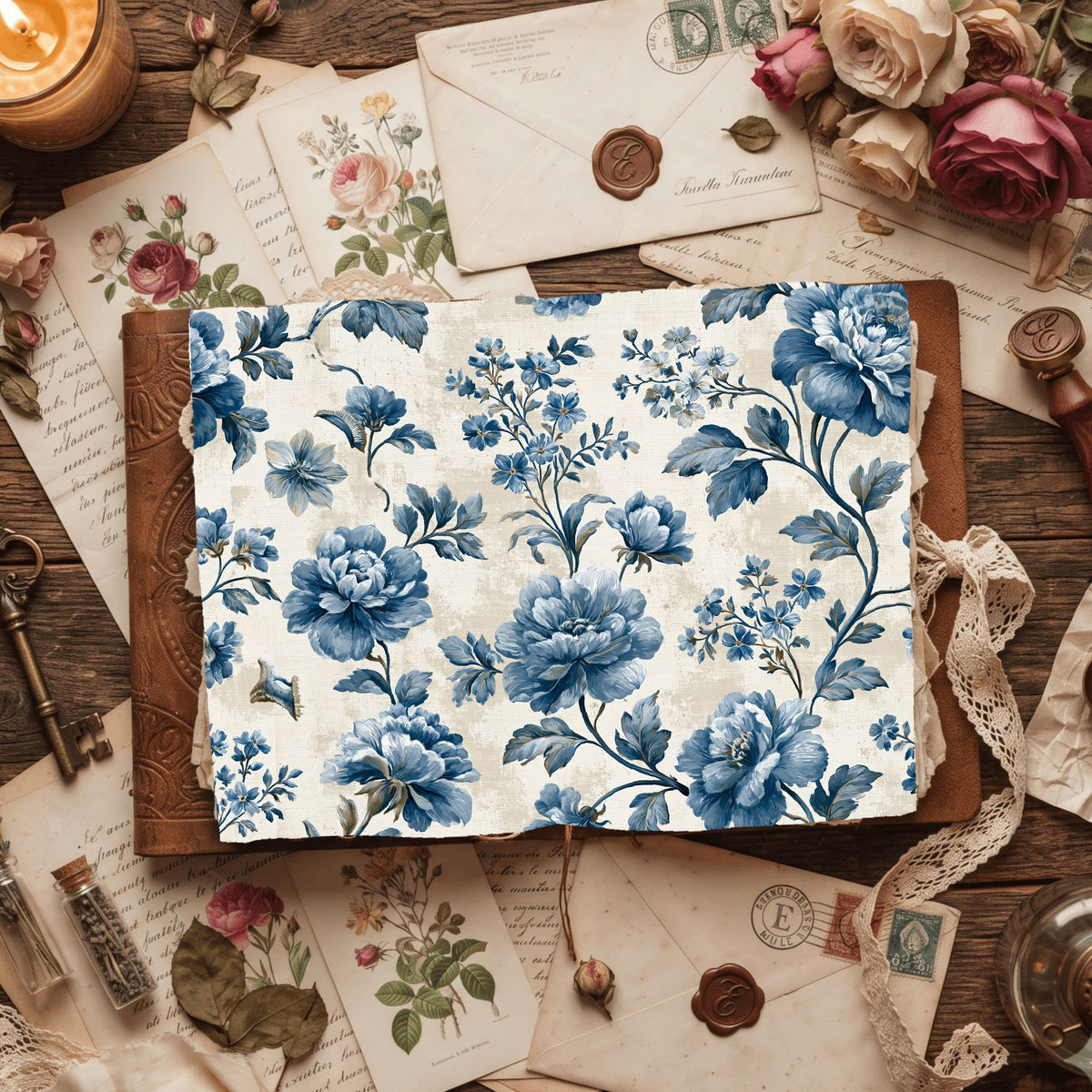 Vintage French Toile Floral Pattern