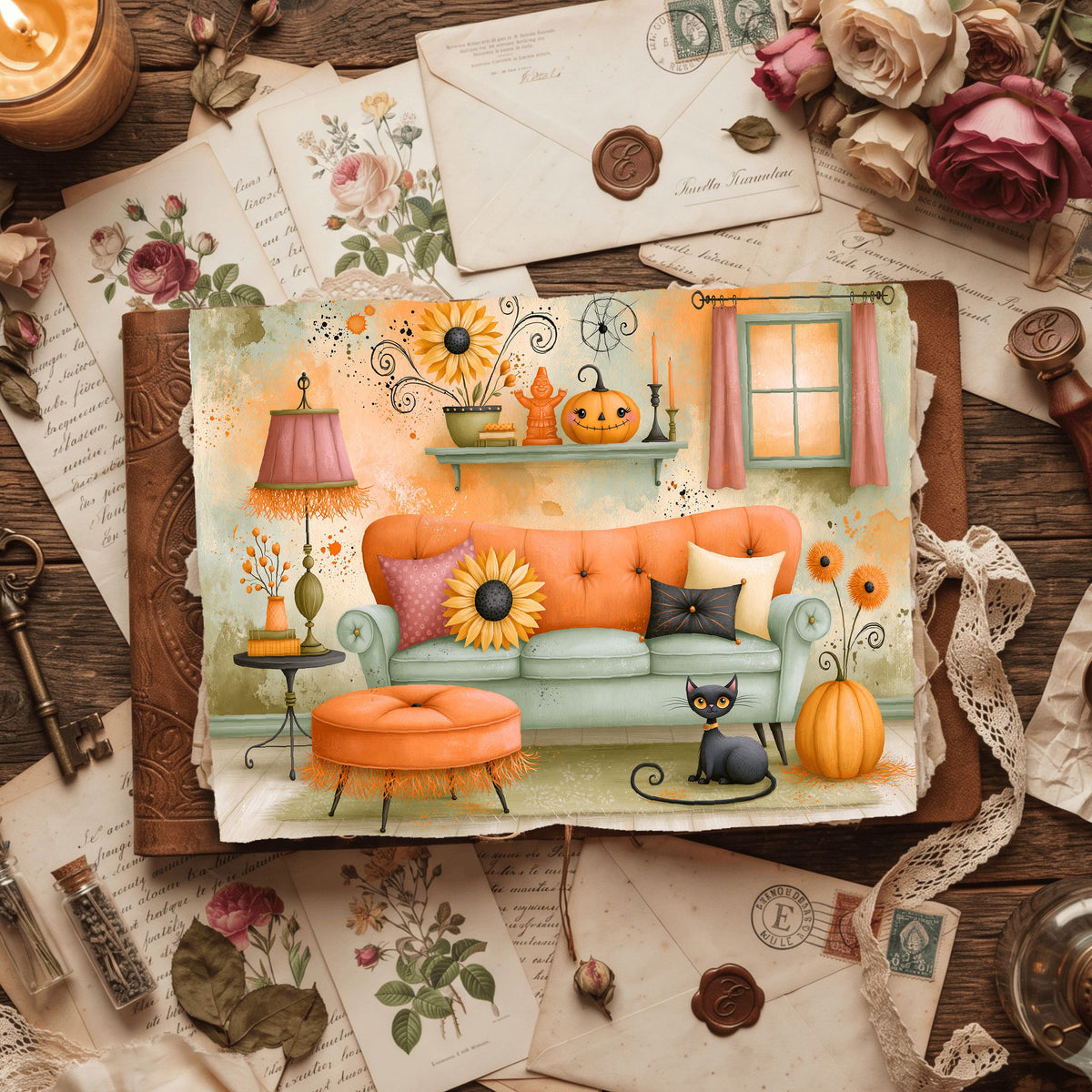 Vintage Halloween Ink & Gouache Art