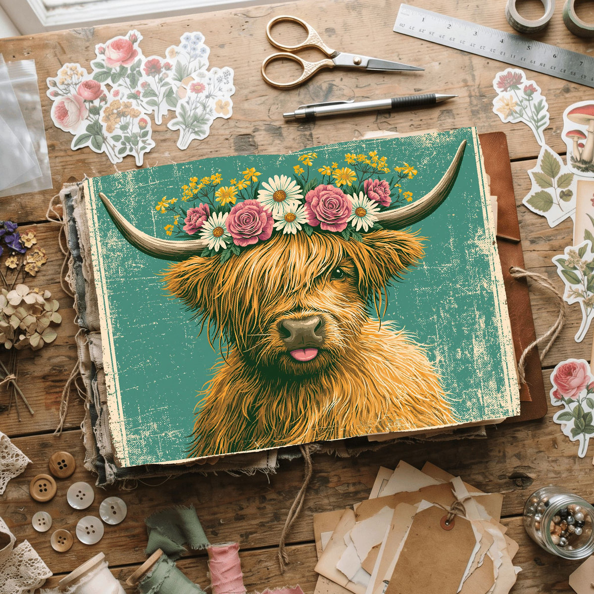 Vintage Highland Cow Tin Sign