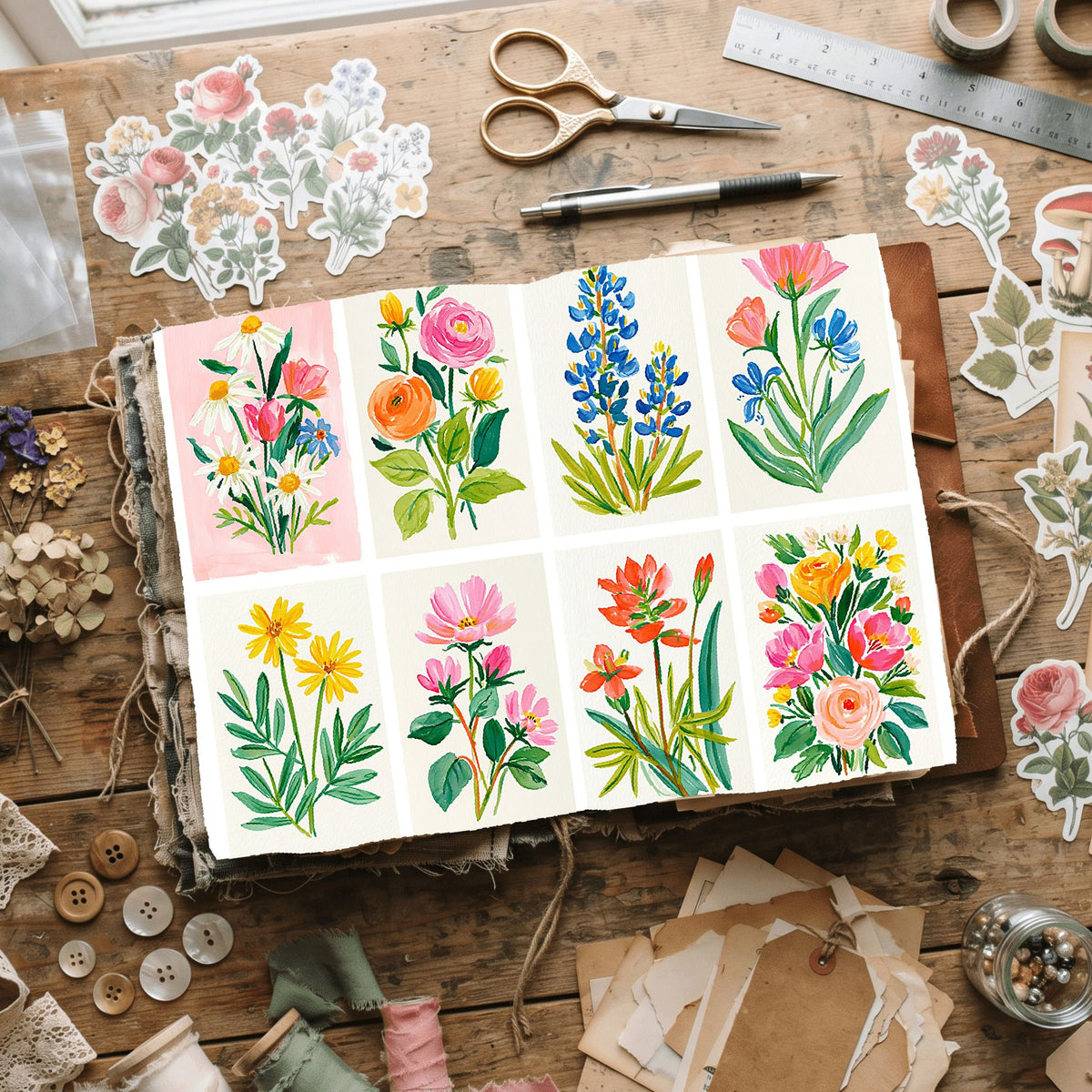 Watercolor Wildflower Botanical Illustration Set