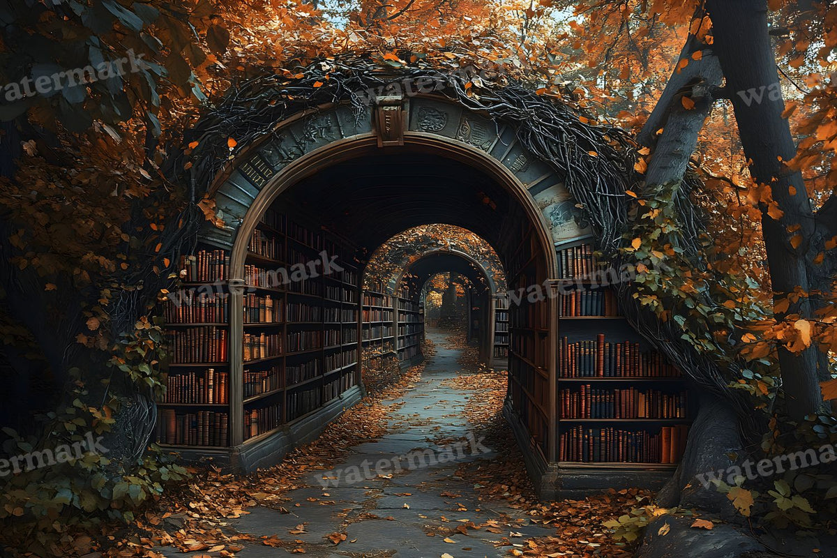 Whisper Library Forest digital photo backdrop for photo editing, preview 2