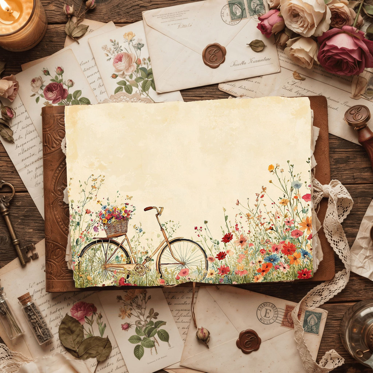 Wildflower Bicycle Basket Paper