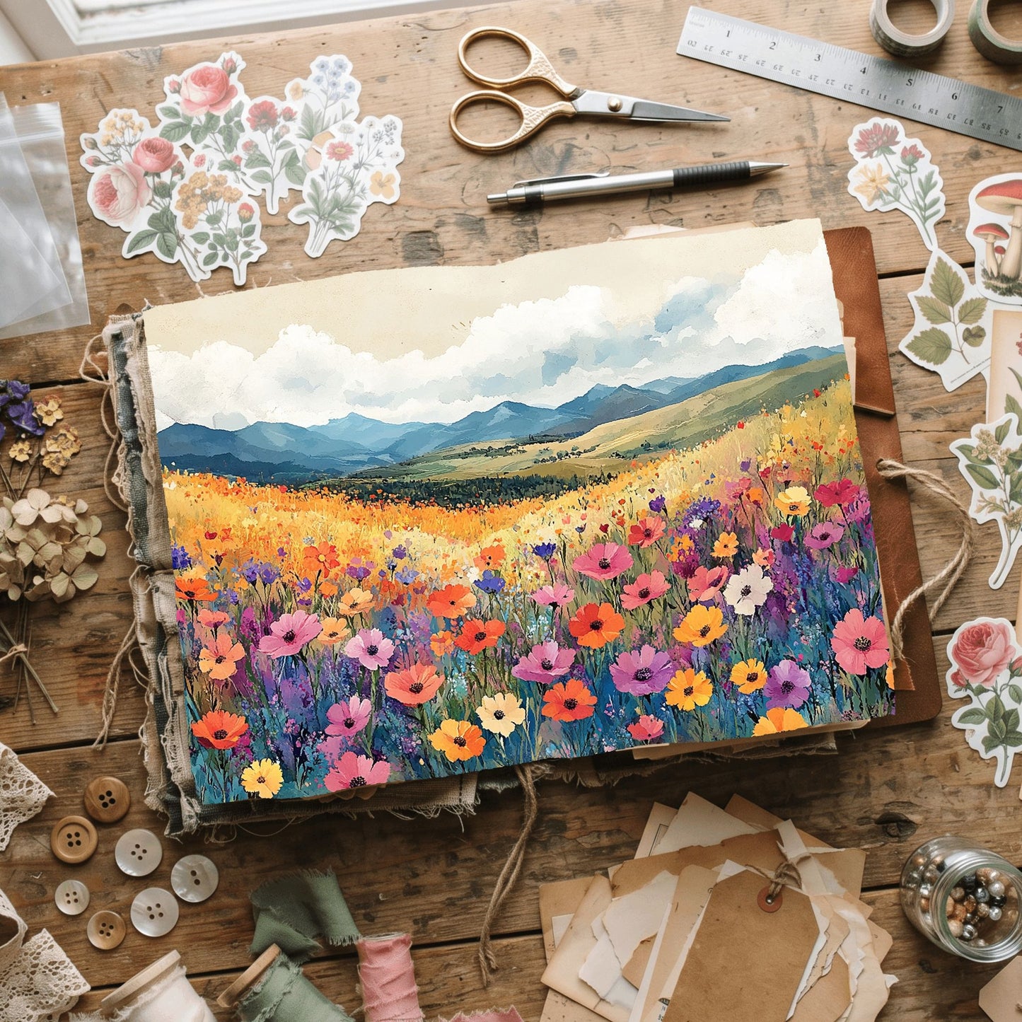Wildflower Hillside Writing Paper