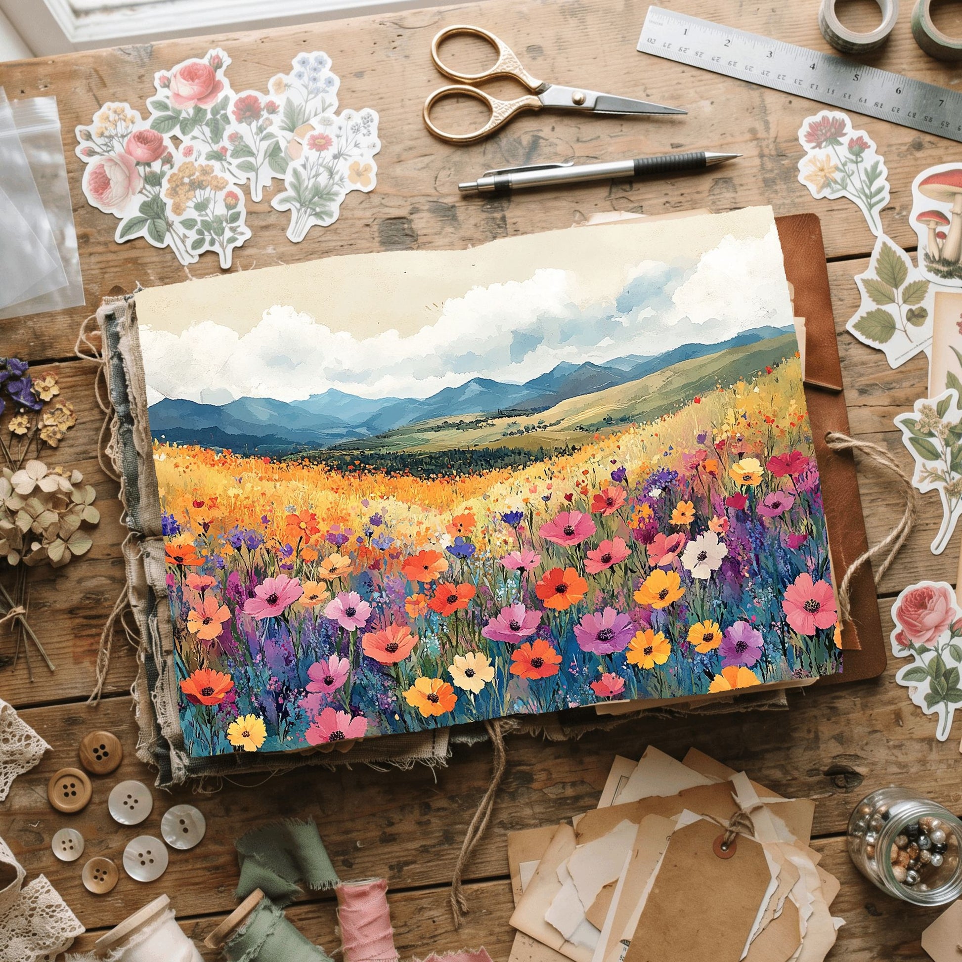 Wildflower Hillside Writing Paper