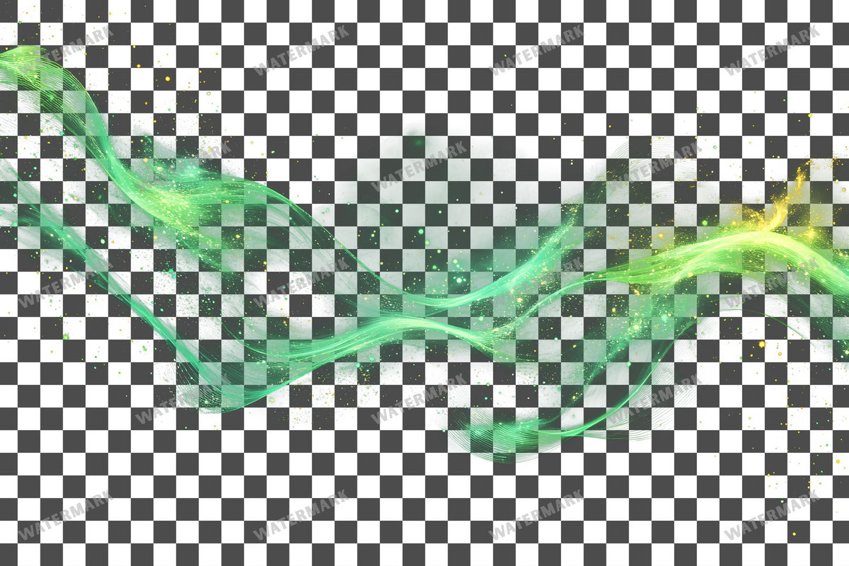 Abstract Green Light Streaks Dynamic Transparent Overlay Pngs