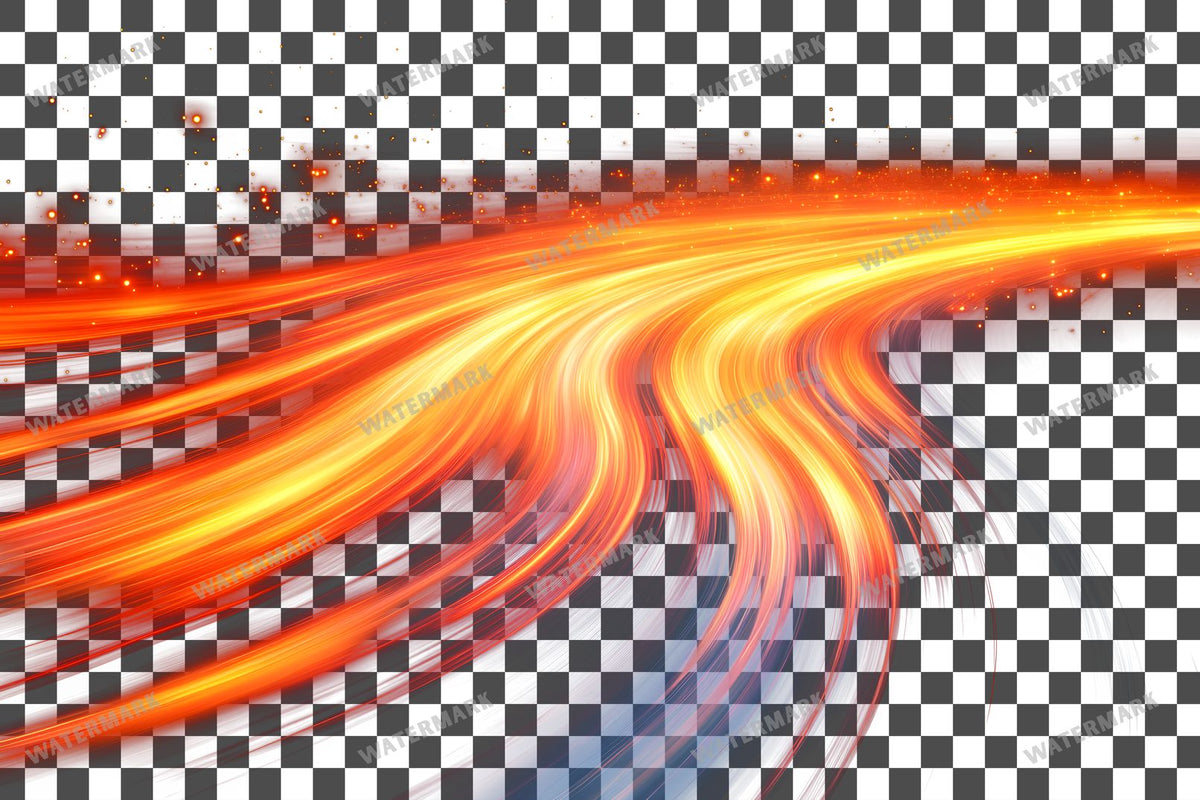 Abstract Orange Light Streaks Dynamic Transparent Overlay Pngs