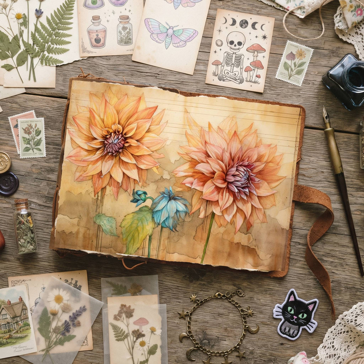 Autumn Dahlias Digital Papers
