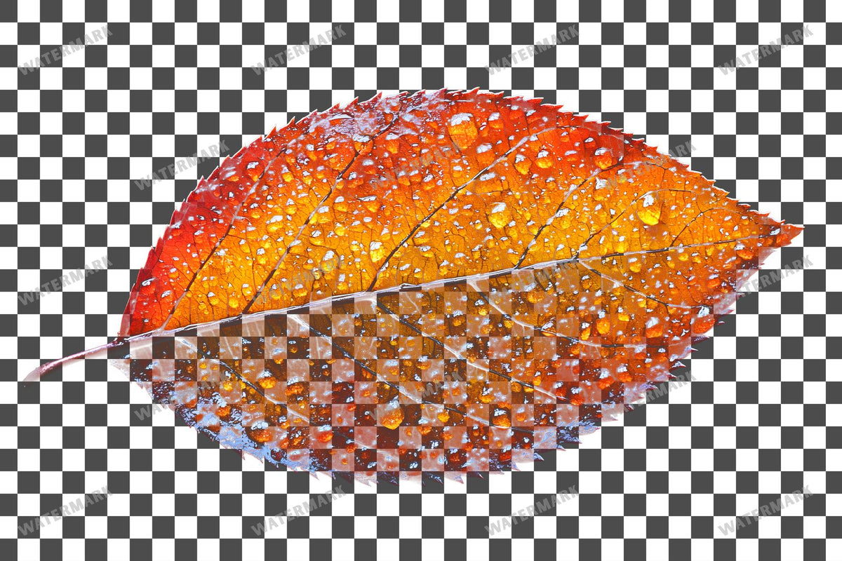 Autumn Sassafras Leaf Light Warm PNG overlay on a transparent checkered background, preview 3