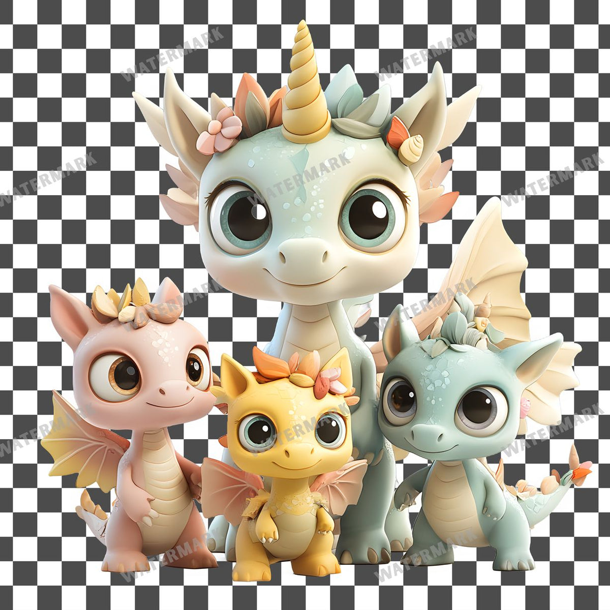 Baby Dragon Character Clipart Pngs