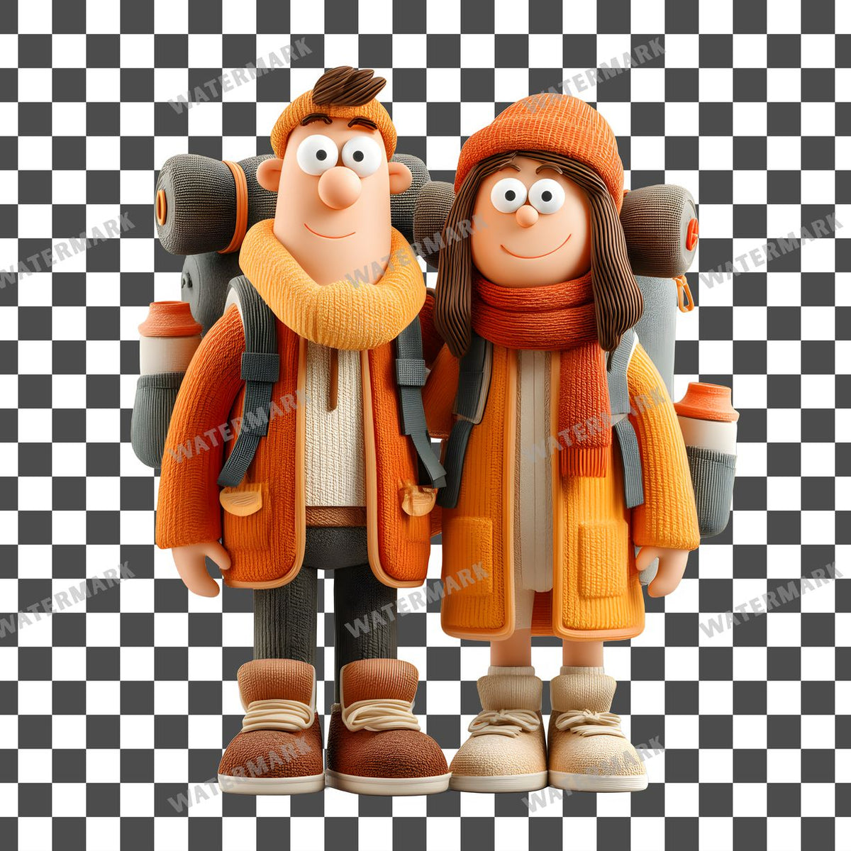 Backpacker Couple Clipart Pngs