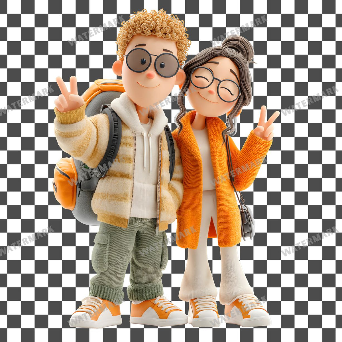Backpacker Couple Clipart Pngs