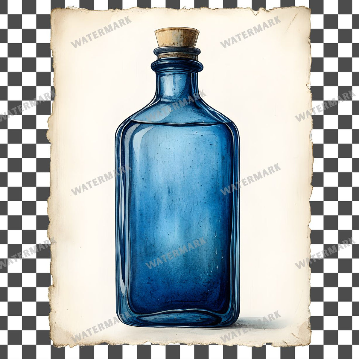 Blue Apothecary Vintage Style Clipart Pngs