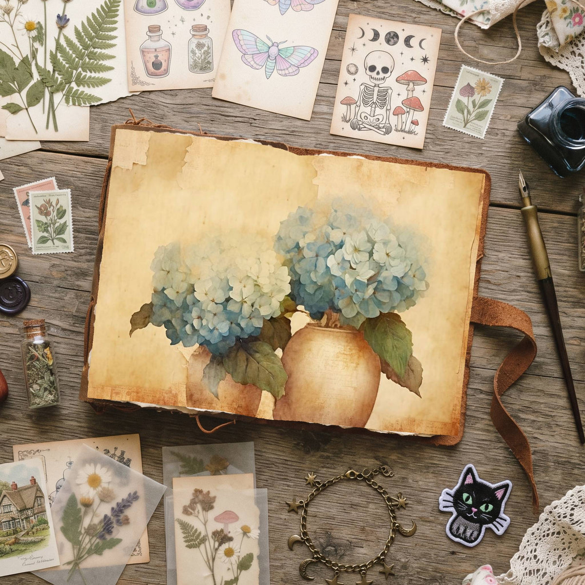 Blue Hydrangea Digital Papers