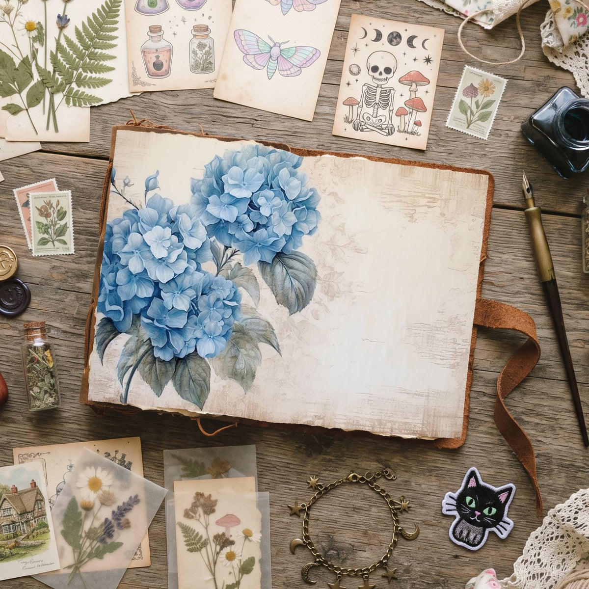 Blue Hydrangea Digital Papers