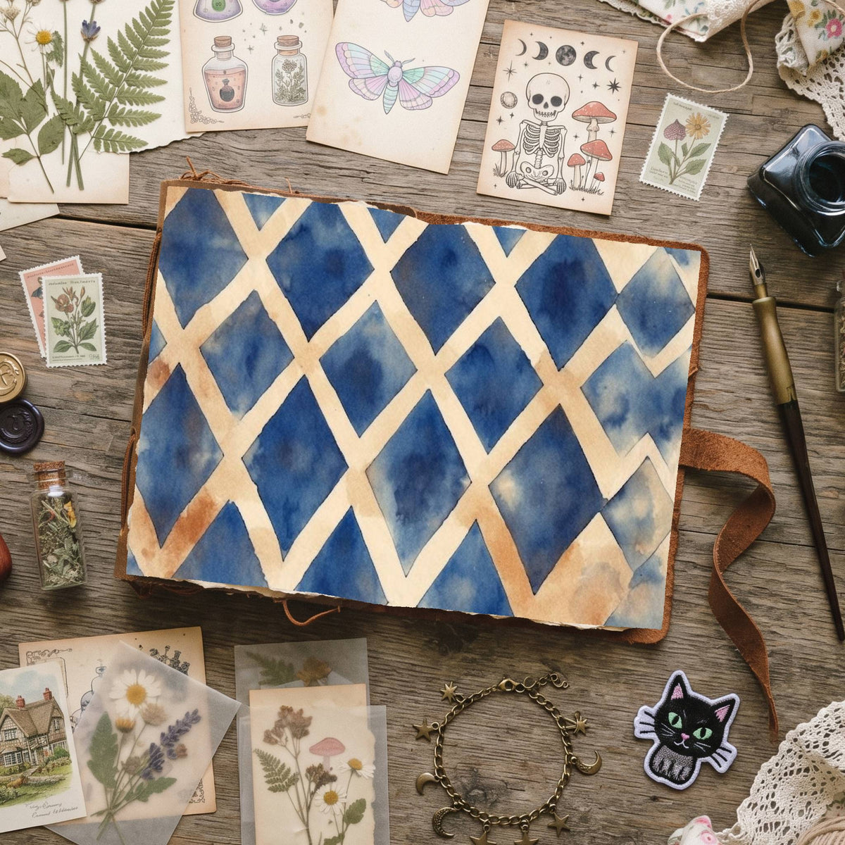 Blue Mixed Patterns Digital Papers