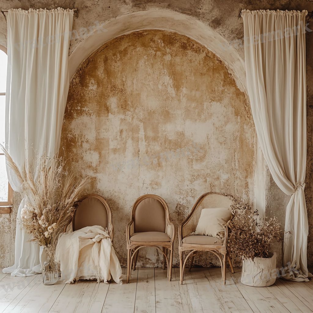 Boho Arches digital photo backdrop for photo editing, preview 2
