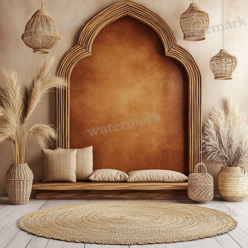 Boho Arches digital photo backdrop for photo editing, preview 2