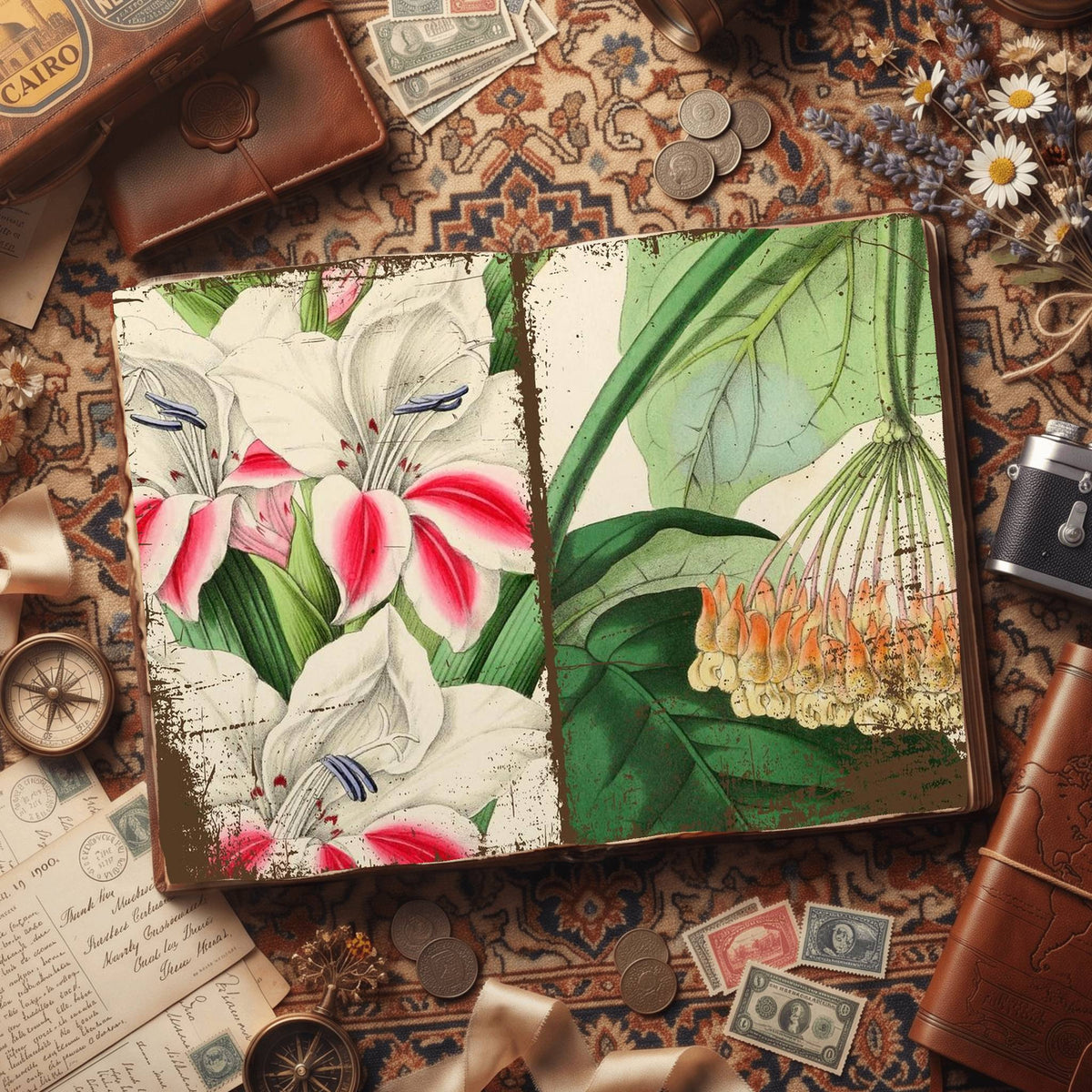 Botanical printable junk journal paper, page preview 3