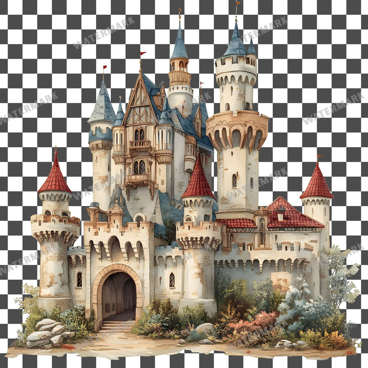 Castle Vintage Style Clipart Pngs