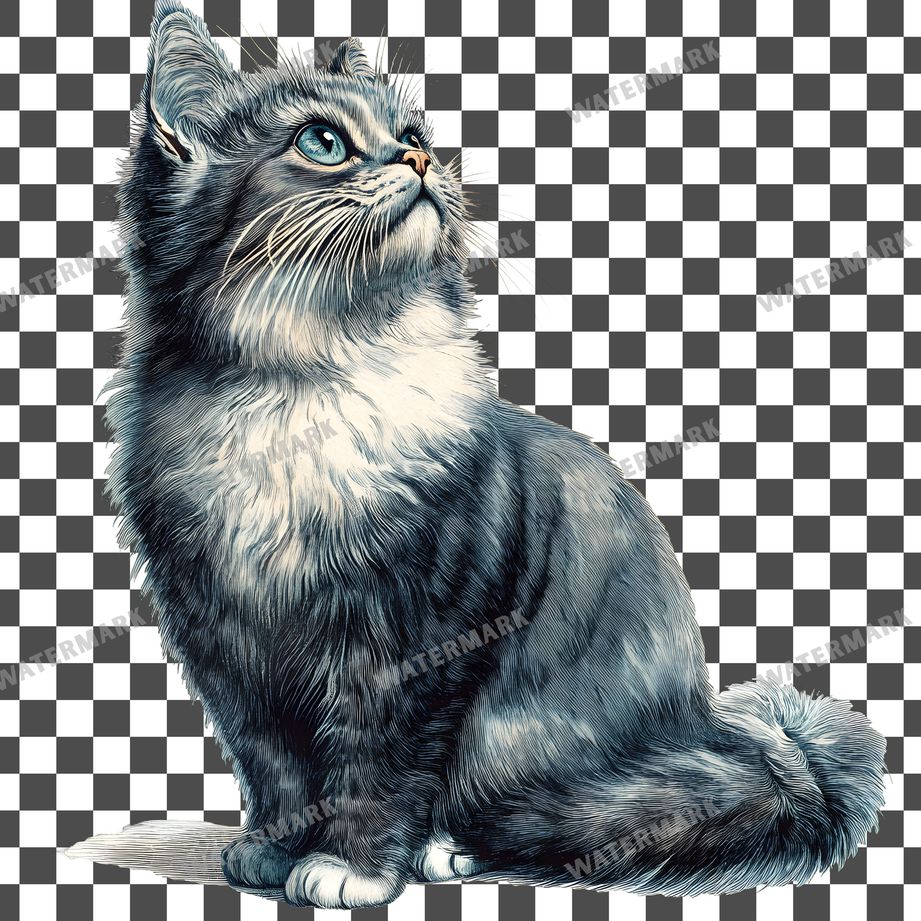 Cat Vintage Style Clipart Pngs