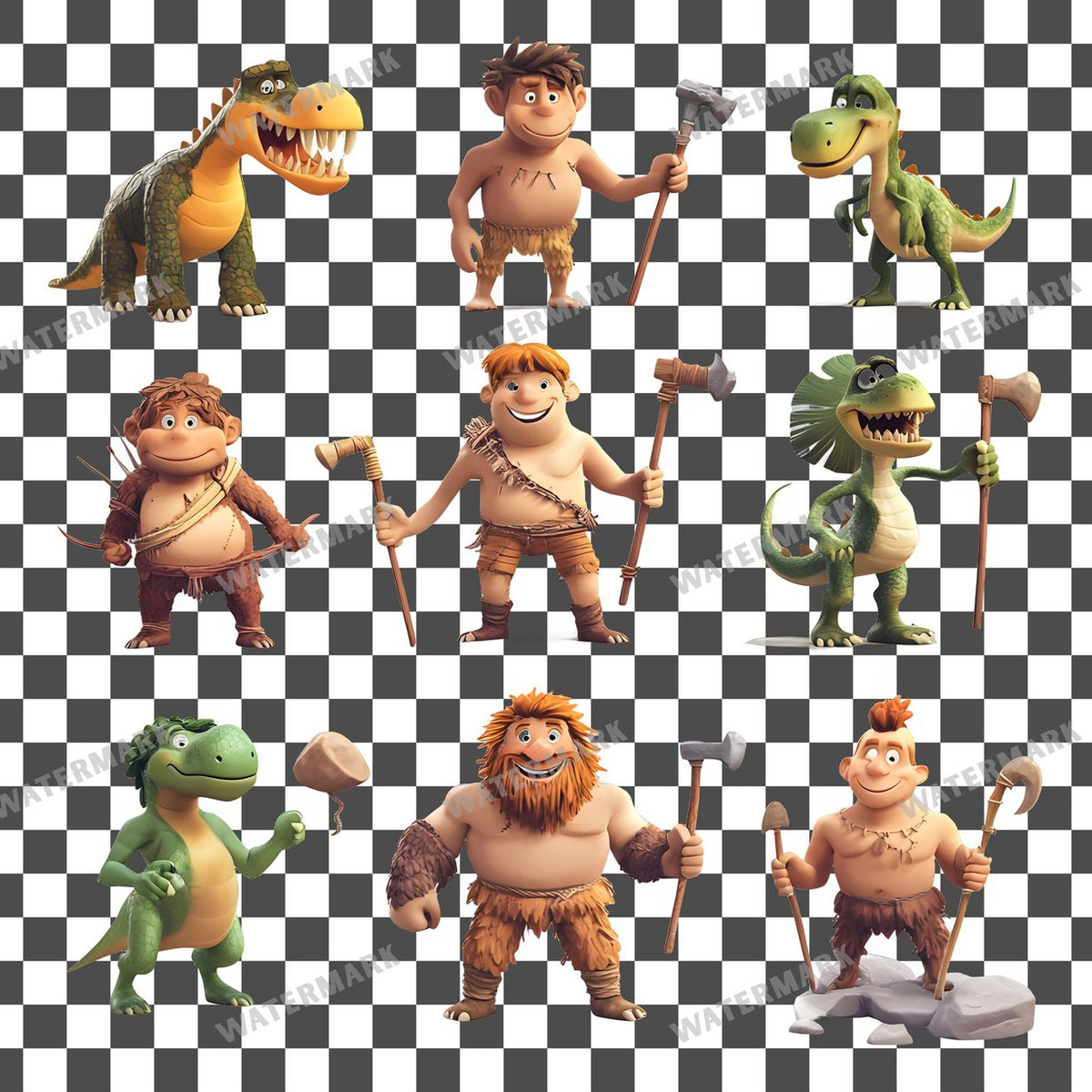 Caveman Characters Clipart Pngs