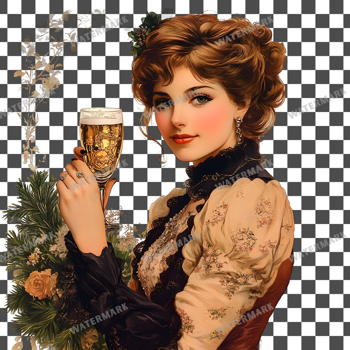 Champagne Vintage Style Clipart Pngs
