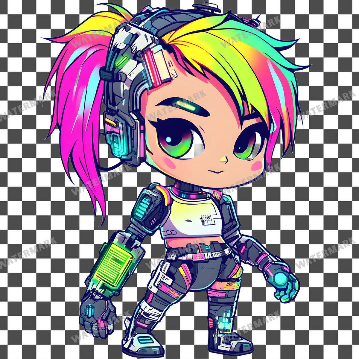 Chibi Cyberpunk Clipart Pngs