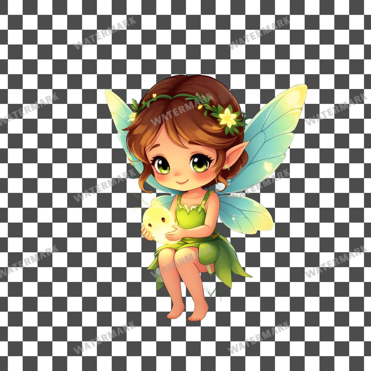 Chibi Fairy clipart PNG on a transparent background, design 3