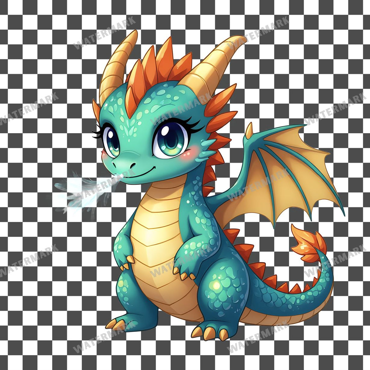 Chibi Frost Dragon clipart PNG on a transparent background, design 3