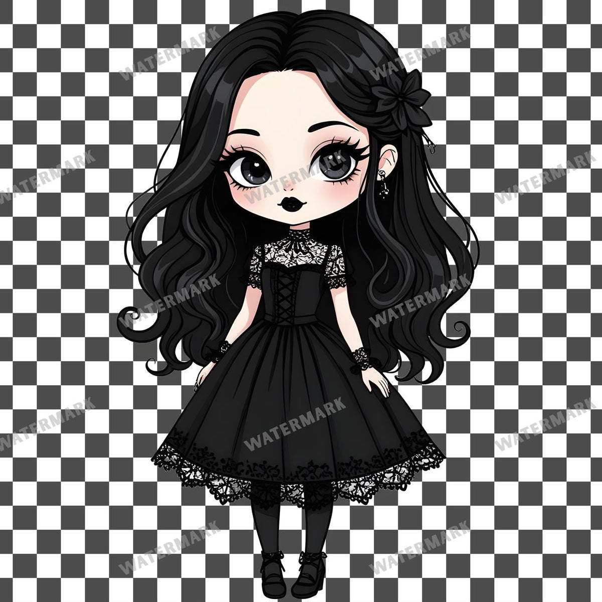 Chibi Goth Girl Clipart Pngs