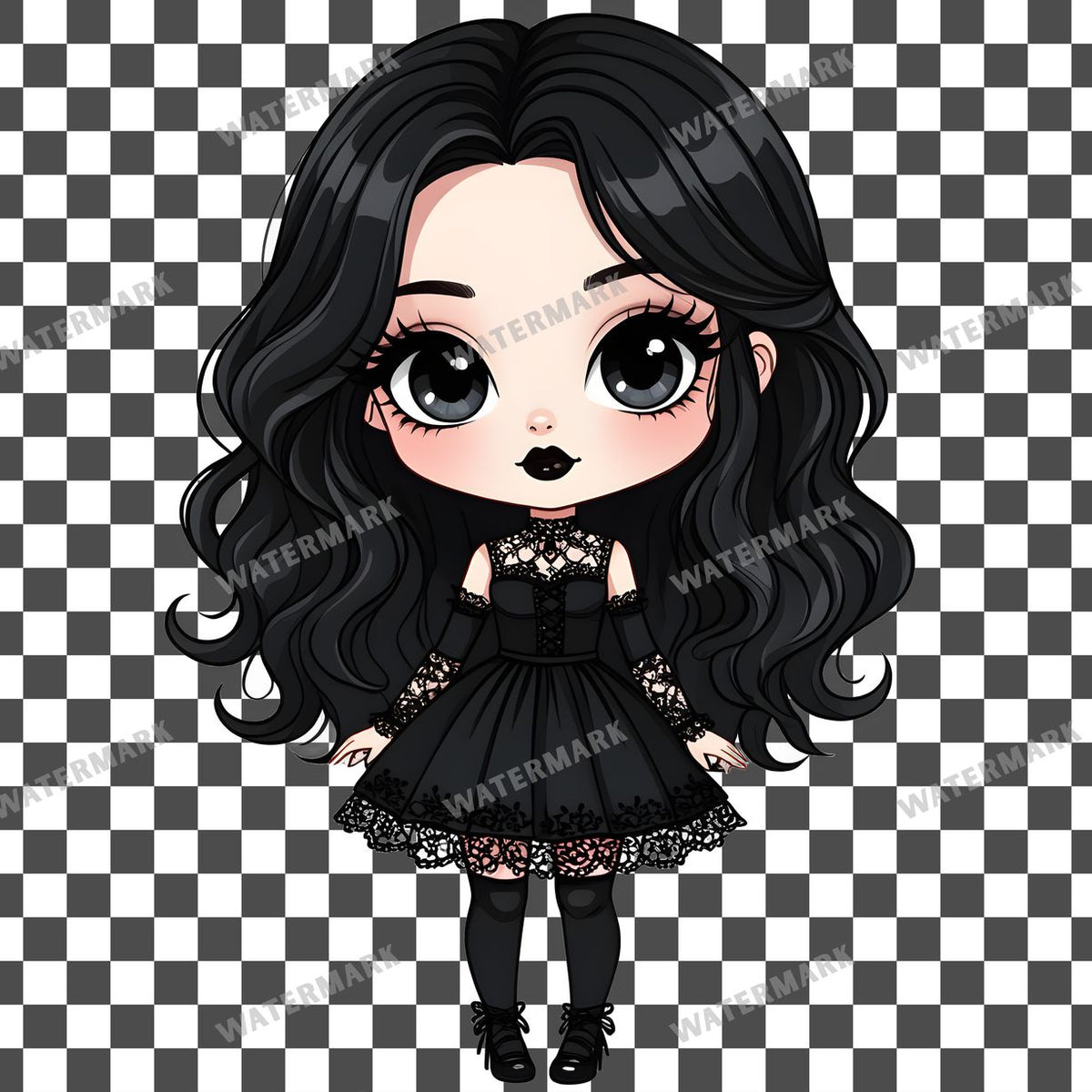 Chibi Goth Girl Clipart Pngs
