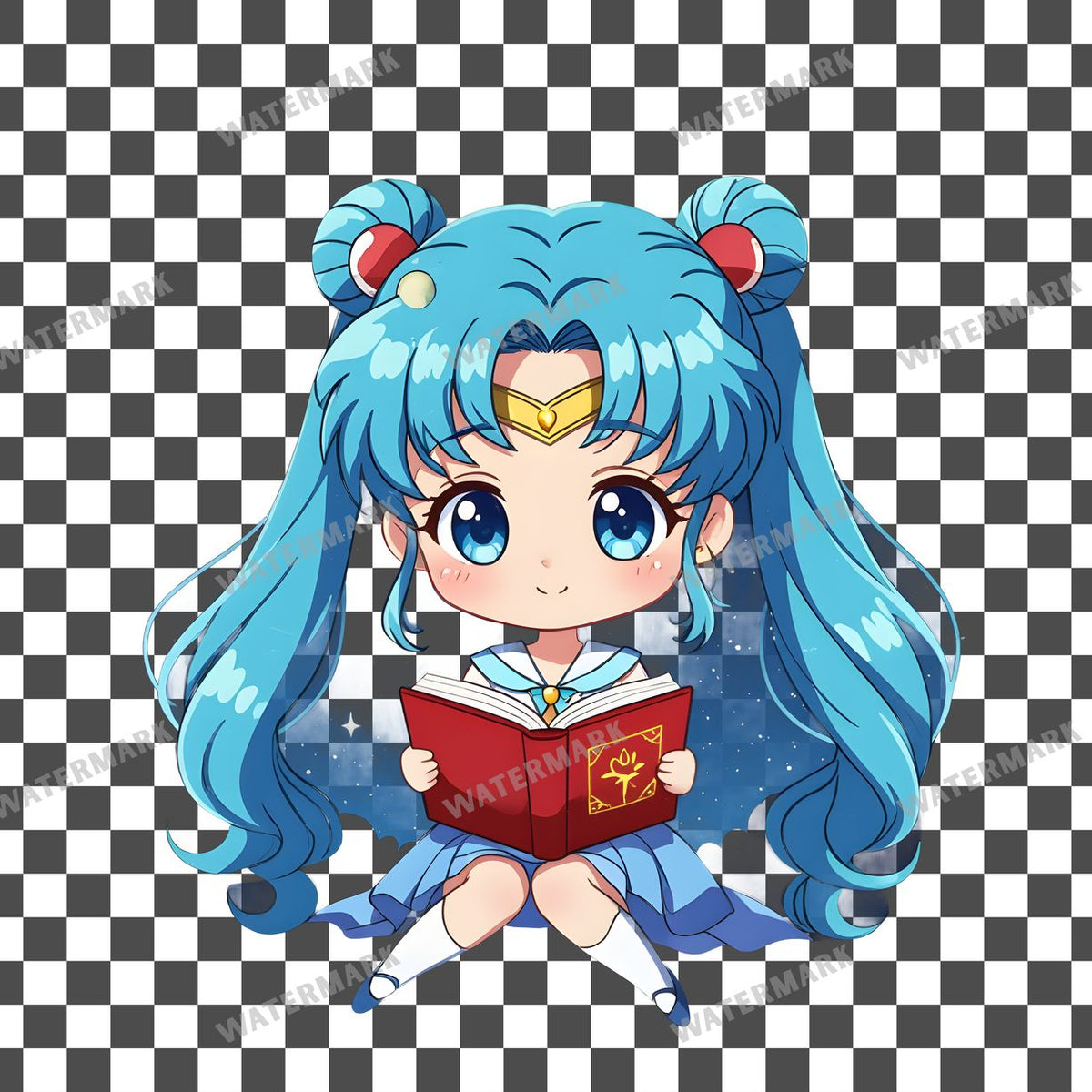 Chibi Moon Reading Clipart Pngs