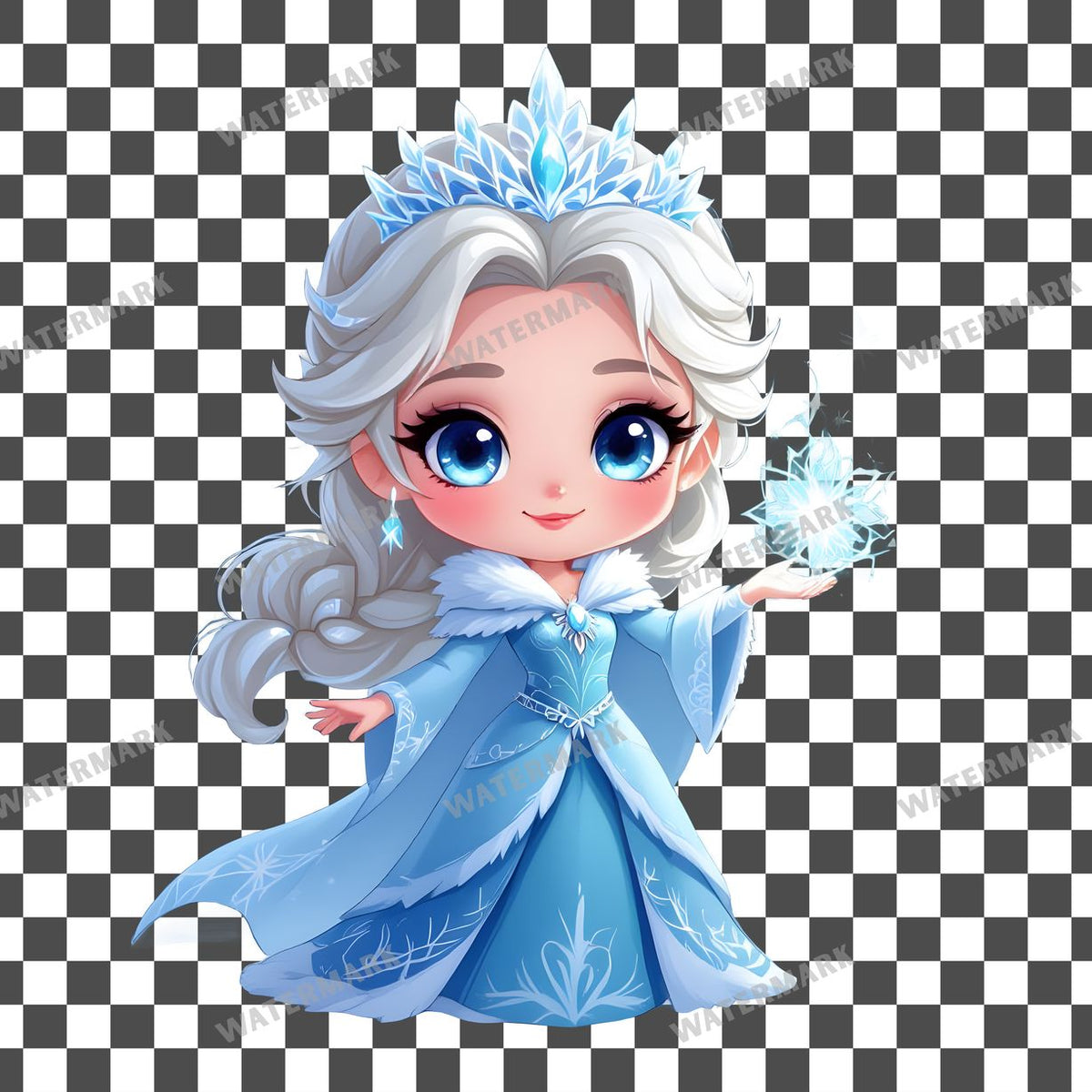 Chibi Snow Queen clipart PNG on a transparent background, design 3