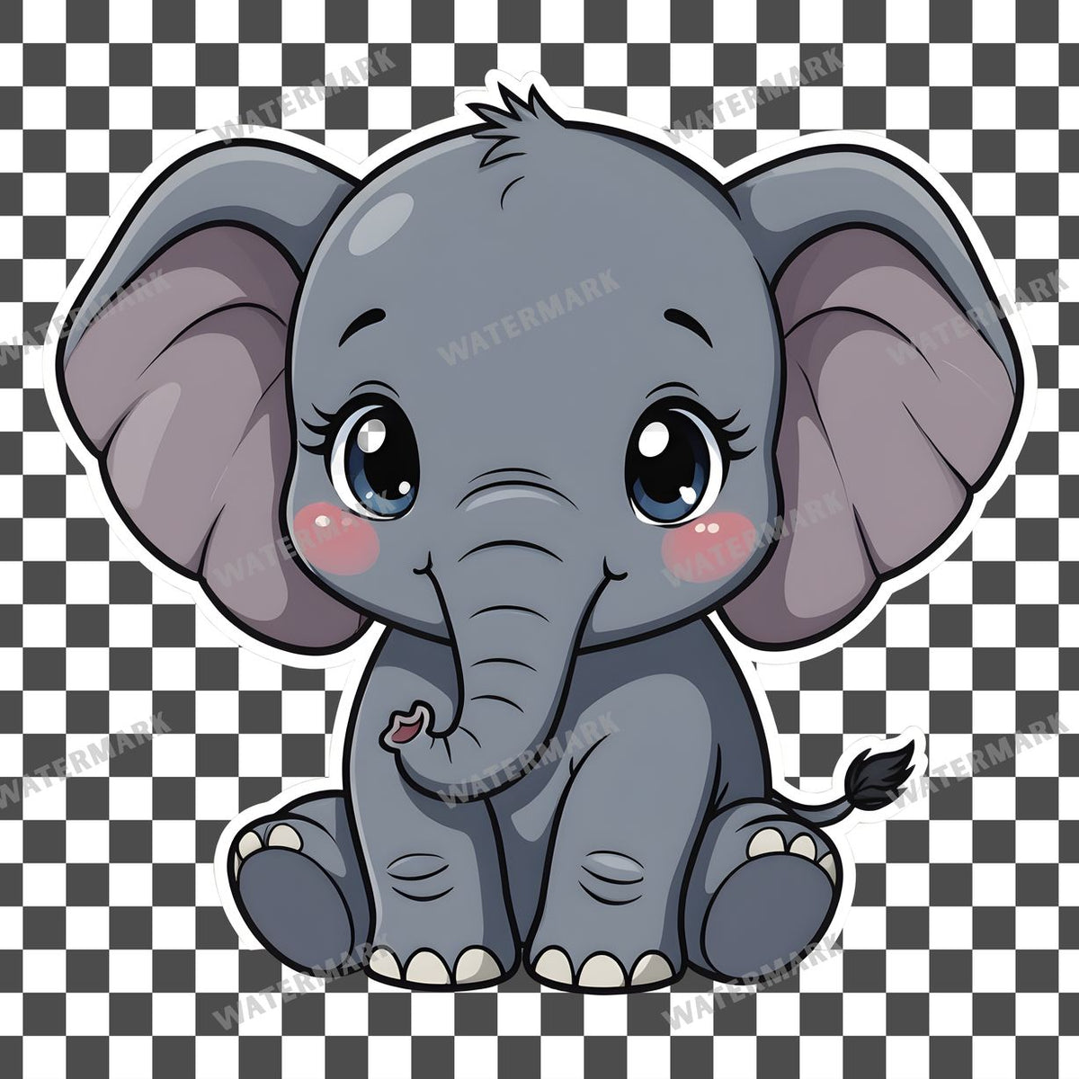 Chibi Style Elephant Clipart Pngs
