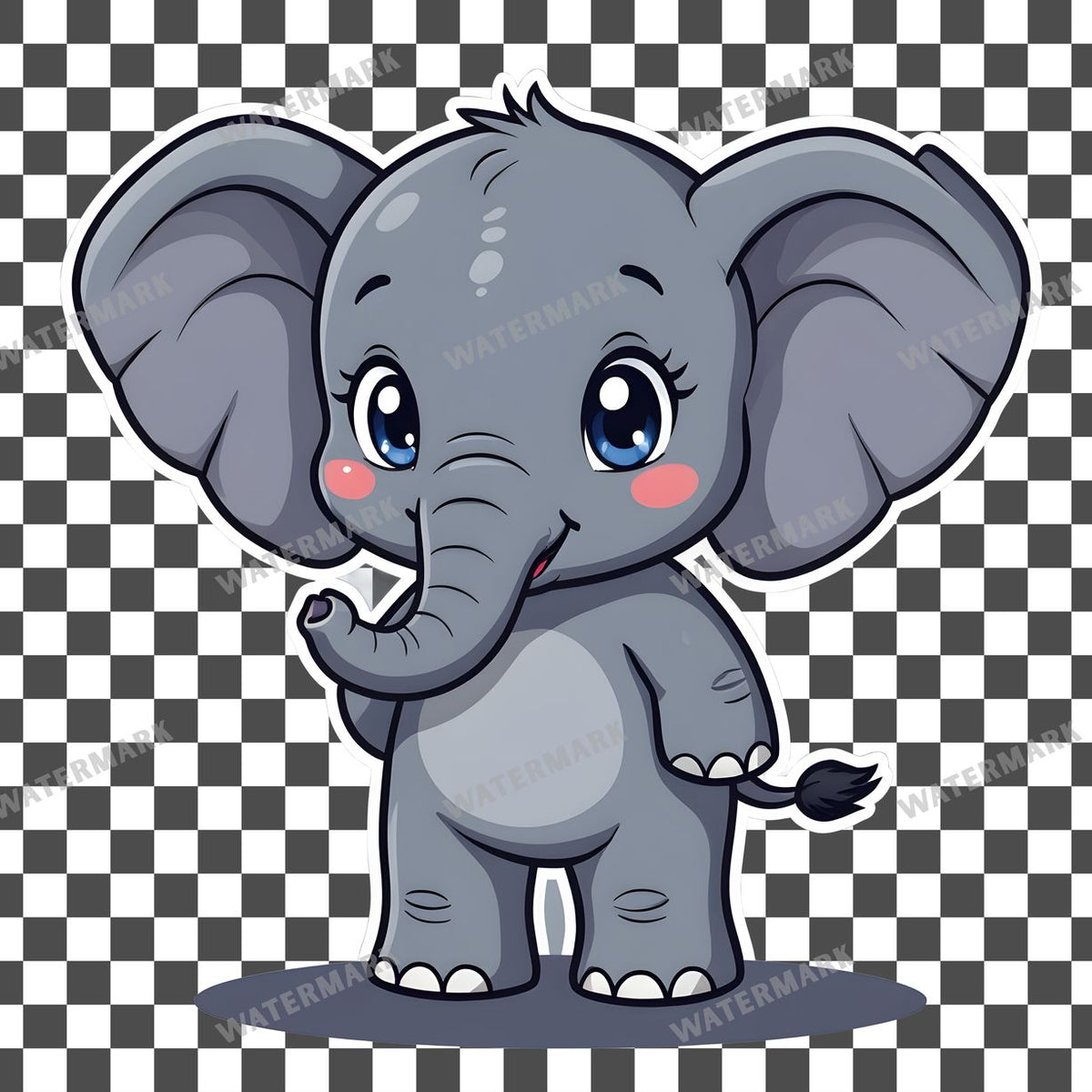 Chibi Style Elephant Clipart Pngs