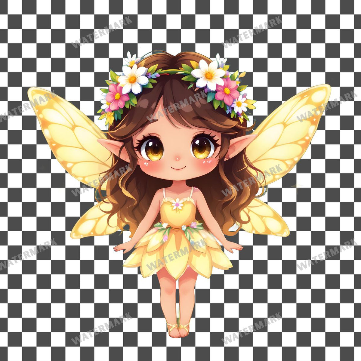 Chibi Summer Fairy clipart PNG on a transparent background, design 3